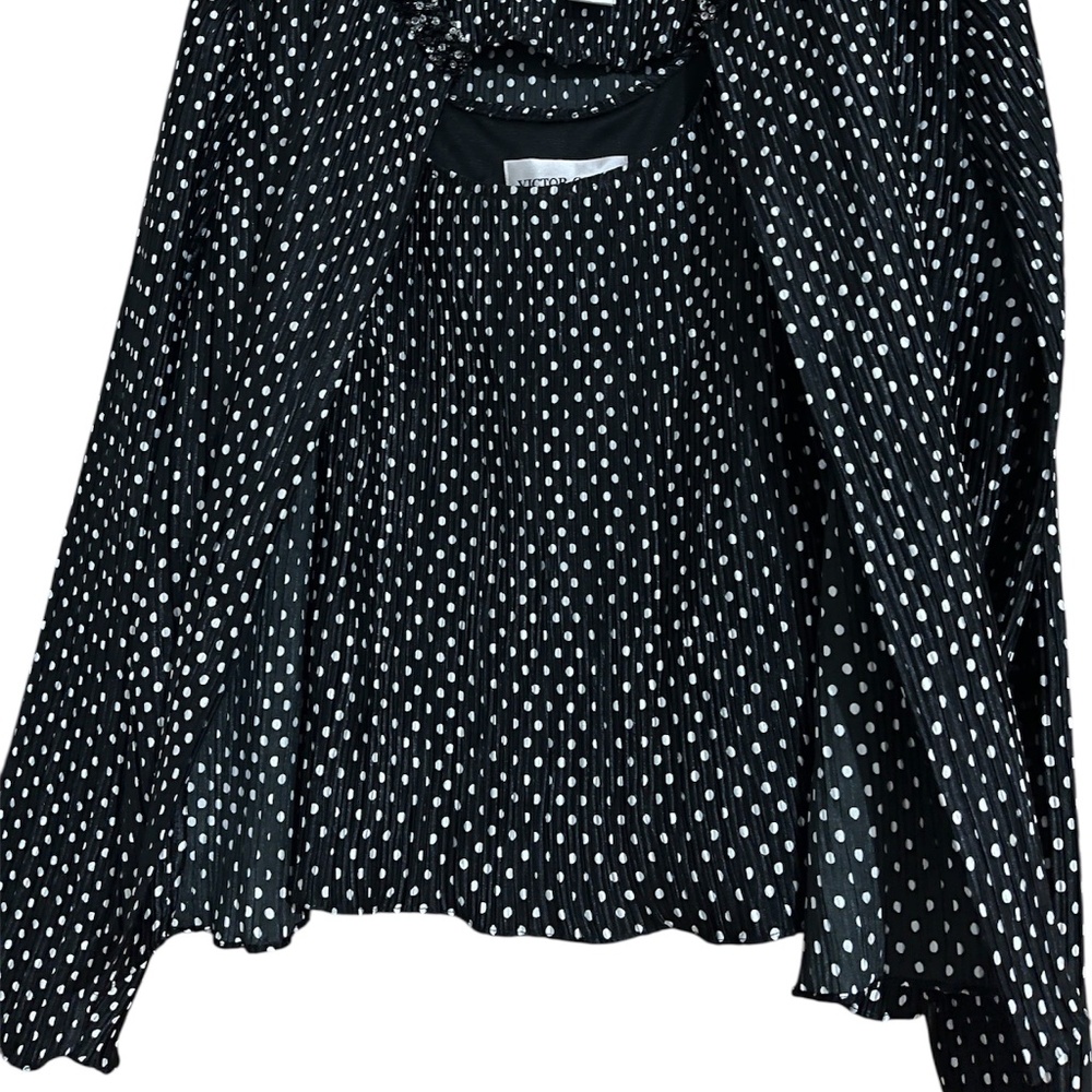 Vintage Victor Costa Women Black & White Polka Dot Tank & Beaded Jacket Sz-12 - Picture 3 of 9